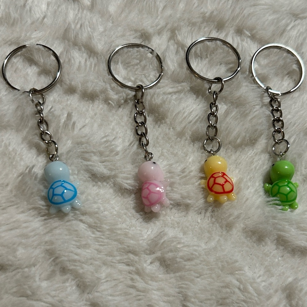Pink Turtle Keychain Set